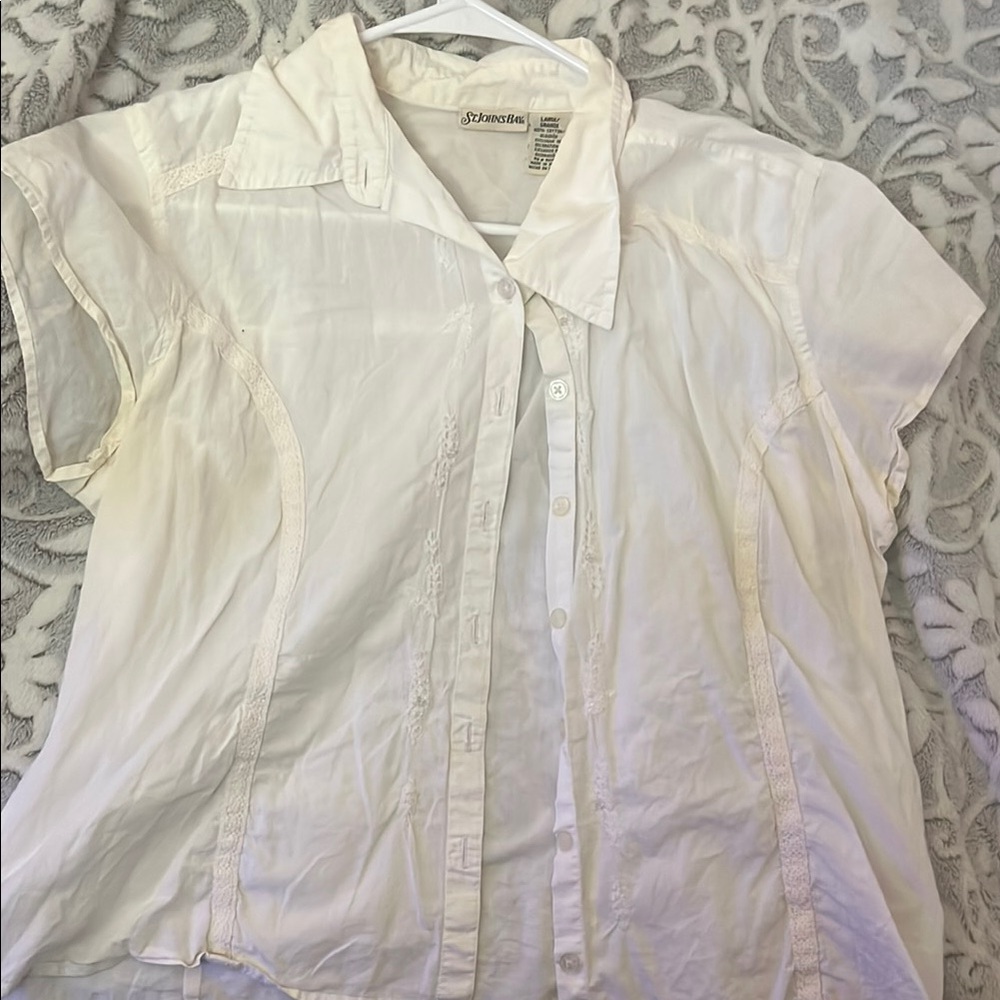 St. John's Bay White Button-Up Blouse